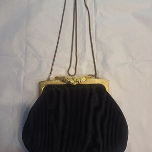 Chic Black and Gold Clutch with Chain Strap